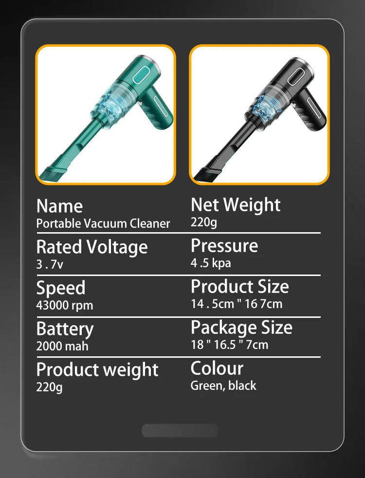 ABS Portable Car Vacuum Cleaner